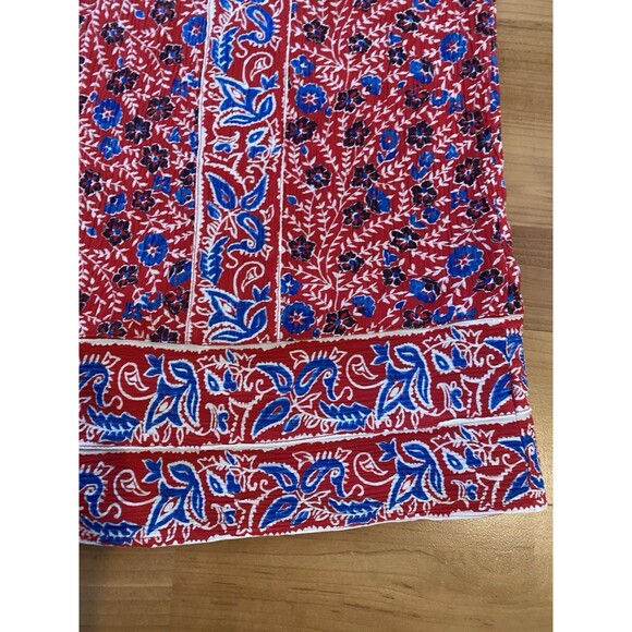 Fat Face Smocked Floral Midi Dress Size 16 Sleeveless Ditzy Red Crinkle Boho - Picture 10 of 14